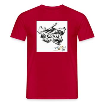 AZZO Sizilien Skizzenkarte - Männer T-Shirt - Rot - Vorne - AI Model Male 178 dark (178cm)