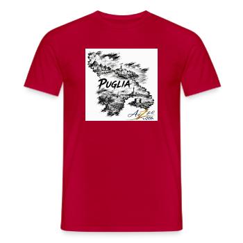 Azzo Puglia Skizzenkarte  - Männer T-Shirt - Rot - Vorne - AI Model Male 178 dark (178cm)
