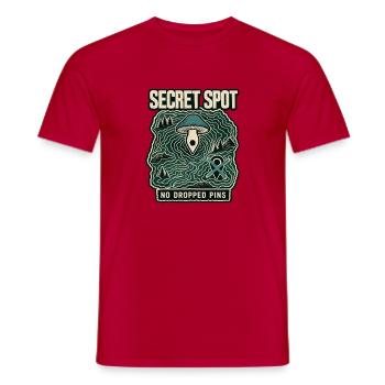Mushroom Foraging Secret Spot, No Dropped Pins - Men's T-Shirt - red - Front - AI Model Male 178 dark (178cm)
