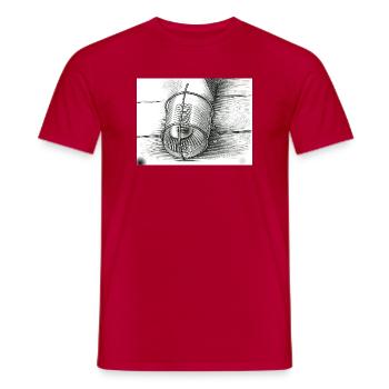 Croquis en seau en noir et blanc - T-shirt homme - rouge - Devant - AI Model Male 178 dark (178cm)