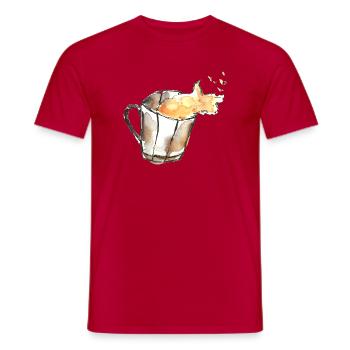 Feu aquarelle tasse de café - T-shirt homme - rouge - Devant - AI Model Male 178 dark (178cm)