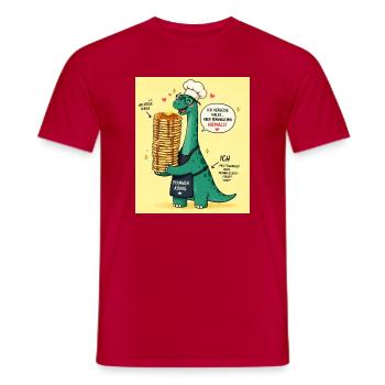 PfannenKönig Dino Pancake - Männer T-Shirt - Rot - Vorne - AI Model Male 178 dark (178cm)