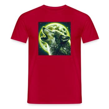 Wolf heult zum Vollmond - Männer T-Shirt - Rot - Vorne - AI Model Male 178 dark (178cm)