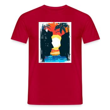 Tropischer Sonnenuntergangsliebhaber - Männer T-Shirt - Rot - Vorne - AI Model Male 178 dark (178cm)