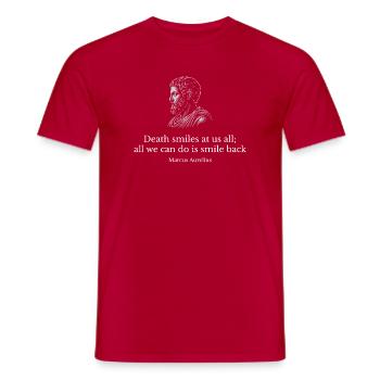 Steisches Zitat von Marcus Aurelius - Männer T-Shirt - Rot - Vorne - AI Model Male 178 dark (178cm)