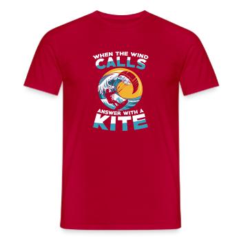 Quand le vent appelle, réponds avec un cerf-volant - T-shirt homme - rouge - Devant - AI Model Male 178 dark (178cm)