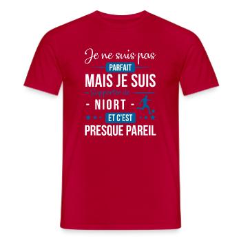 Je Ne Suis Pas Parfait Mais Je Suis Supporter D... - T-shirt homme - rouge - Devant - AI Model Male 178 dark (178cm)