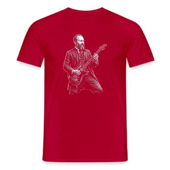 James A Guitar - Men's T-Shirt - red - Front - AI Model Male 178 dark (178cm)