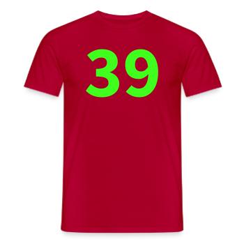 Neon Zahl 39 - Männer T-Shirt - Rot - Vorne - AI Model Male 178 dark (178cm)