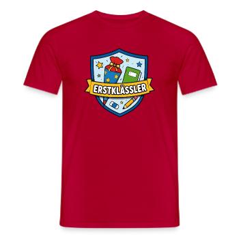 Erstklässler Schulstart Shield - Männer T-Shirt - Rot - Vorne - AI Model Male 178 dark (178cm)