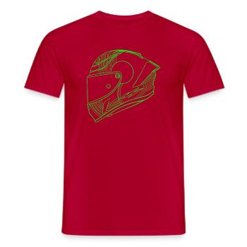 Neon Grün Helm - Visier  - Männer T-Shirt - Rot - Vorne - AI Model Male 178 dark (178cm)