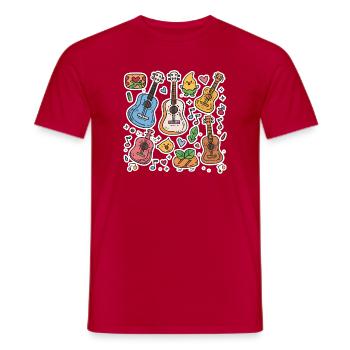 Style de bande dessinée au ukulélé - T-shirt homme - rouge - Devant - AI Model Male 178 dark (178cm)