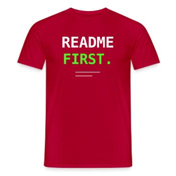 README Premier Programmeur Humor Don Nerd ! - T-shirt homme - rouge - Devant - AI Model Male 178 dark (178cm)