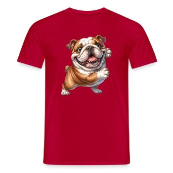 Happy Bulldog Motif - Men's T-Shirt - red - Front - AI Model Male 178 dark (178cm)