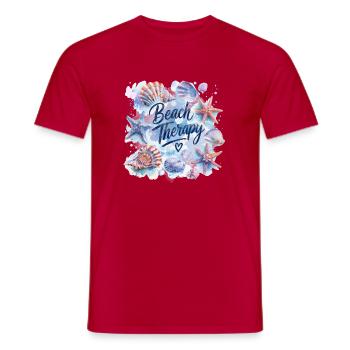 Beach Therapy – Shells & Starfish Design - Men's T-Shirt - red - Front - AI Model Male 178 dark (178cm)