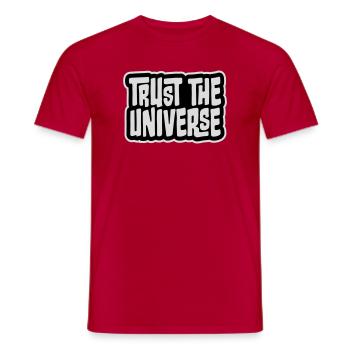 Trust The Universe Spiritual Universe Quote Logo - Men's T-Shirt - red - Front - AI Model Male 178 dark (178cm)