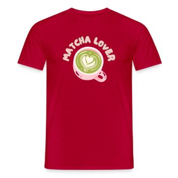Matcha Liebhaber Tasse Herz Latte - Männer T-Shirt - Rot - Vorne - AI Model Male 178 dark (178cm)