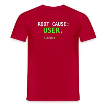 Cause Root USER Whoami Don d’humour IT Nerd Gift - T-shirt homme - rouge - Devant - AI Model Male 178 dark (178cm)