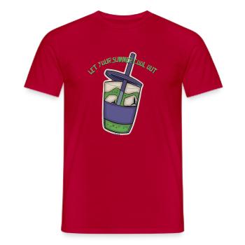 Autocollant de boisson fraîche d’été - T-shirt homme - rouge - Devant - AI Model Male 178 dark (178cm)
