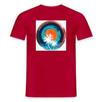 Palm Sonnenuntergangskreis - Männer T-Shirt - Rot - Vorne - AI Model Male 178 dark (178cm)