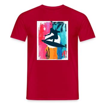 Surf-Silhouette im tropischen Sonnenuntergang - Männer T-Shirt - Rot - Vorne - AI Model Male 178 dark (178cm)