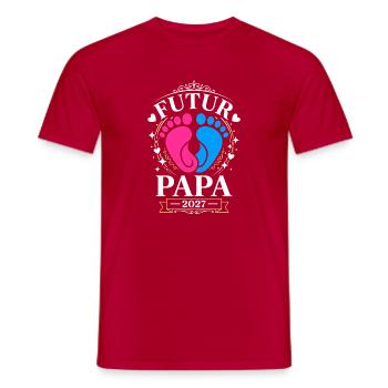 Futur Papa 2027 - Cadeau Annonce Grossesse Bébé - T-shirt homme - rouge - Devant - AI Model Male 178 dark (178cm)