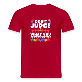 Autismus-Bewusstsein Mama Papa Autismus-Liebe Nicht urteilen - Männer T-Shirt - Rot - Vorne - AI Model Male 178 dark (178cm)