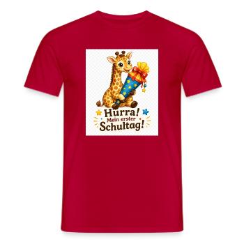Giraffe feiert ersten Schultag - Männer T-Shirt - Rot - Vorne - AI Model Male 178 dark (178cm)