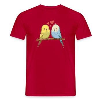 Wellensittiche - Männer T-Shirt - Rot - Vorne - AI Model Male 178 dark (178cm)
