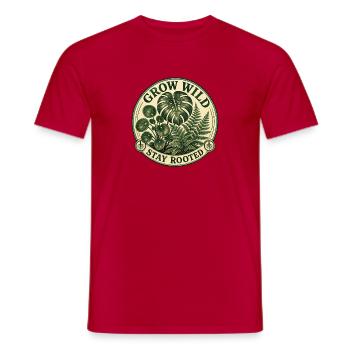 Grow Wild – Vintage Monstera Pilea Badge - Männer T-Shirt - Rot - Vorne - AI Model Male 178 dark (178cm)
