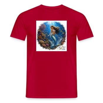 Sirène sous-marine dans le Monde des Corails - T-shirt homme - rouge - Devant - AI Model Male 178 dark (178cm)