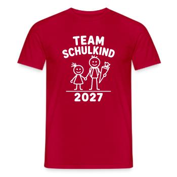 Team Schulkind 2027 – Geschwister Einschulung - Männer T-Shirt - Rot - Vorne - AI Model Male 178 dark (178cm)
