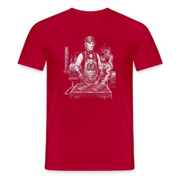 John Tyler beim BBQ-Grillen - Männer T-Shirt - Rot - Vorne - AI Model Male 178 dark (178cm)