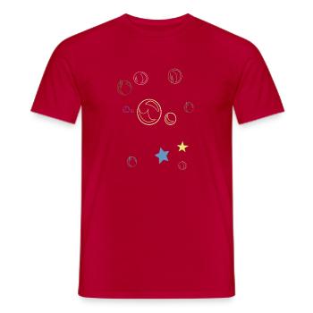 Skizzenplaneten und Sterne - Männer T-Shirt - Rot - Vorne - AI Model Male 178 dark (178cm)