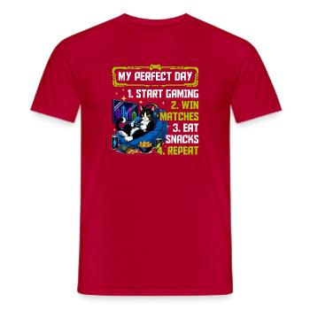 Gamer Gaming Cat Video Game - Männer T-Shirt - Rot - Vorne - AI Model Male 178 dark (178cm)