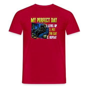 Gamer Gaming Cat Video Game - Männer T-Shirt - Rot - Vorne - AI Model Male 178 dark (178cm)