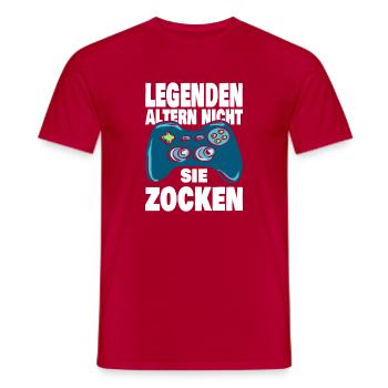 Legenden Zocken - Männer T-Shirt - Rot - Vorne - AI Model Male 178 dark (178cm)