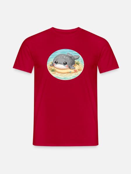 Wal auf Sandbank im Meer - Männer T-Shirt - Rot