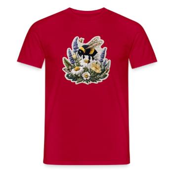 Biene im Blumenfeld Patch - Männer T-Shirt - Rot - Vorne - AI Model Male 178 dark (178cm)