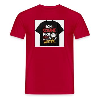 Ich schäme mich. Kurz. Dann weiter. - Männer T-Shirt - Rot - Vorne - AI Model Male 178 dark (178cm)