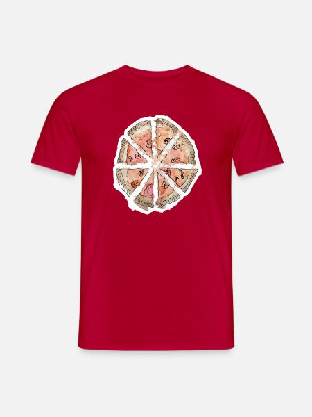 Wassergemalte Pizza Segmente - Männer T-Shirt - Rot