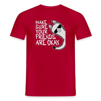 Make Sure Your Friends Are Okay Lama Sonnenbrille - Männer T-Shirt - Rot - Vorne - AI Model Male 178 dark (178cm)