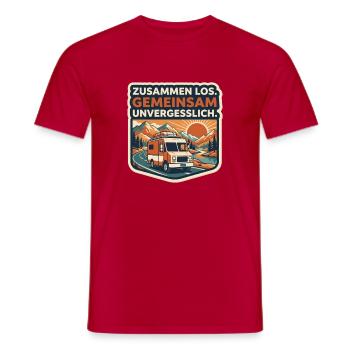 Gemeinsam Unterwegs: Vanlife am Sonnenuntergang - Männer T-Shirt - Rot - Vorne - AI Model Male 178 dark (178cm)