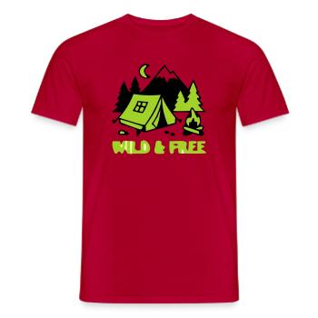 Camping Zelt Natur Grafik - Männer T-Shirt - Rot - Vorne - AI Model Male 178 dark (178cm)
