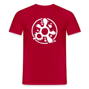 Protozoan Fragment Logo (White) - Men's T-Shirt - red - Front - AI Model Male 178 dark (178cm)