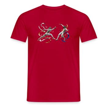 Duellfecht-Energie-Bänder - Männer T-Shirt - Rot - Vorne - AI Model Male 178 dark (178cm)
