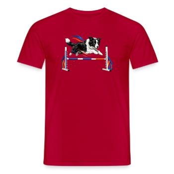 Bunte Sprünge im Hundesport - Männer T-Shirt - Rot - Vorne - AI Model Male 178 dark (178cm)