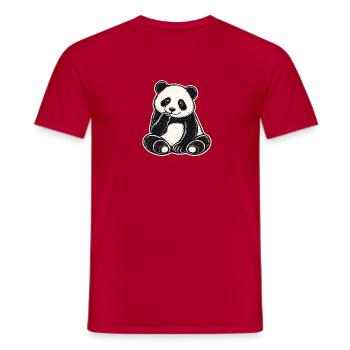 Kuschelpanda Sitzt Niedlich - Männer T-Shirt - Rot - Vorne - AI Model Male 178 dark (178cm)