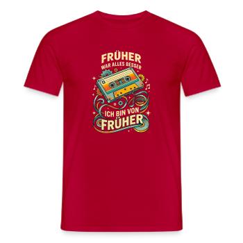 Retro Kassette Früher war alles besser - Männer T-Shirt - Rot - Vorne - AI Model Male 178 dark (178cm)