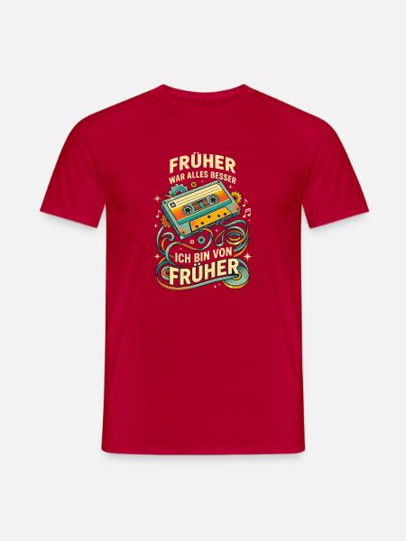 Retro Kassette Früher war alles besser - Männer T-Shirt - Rot